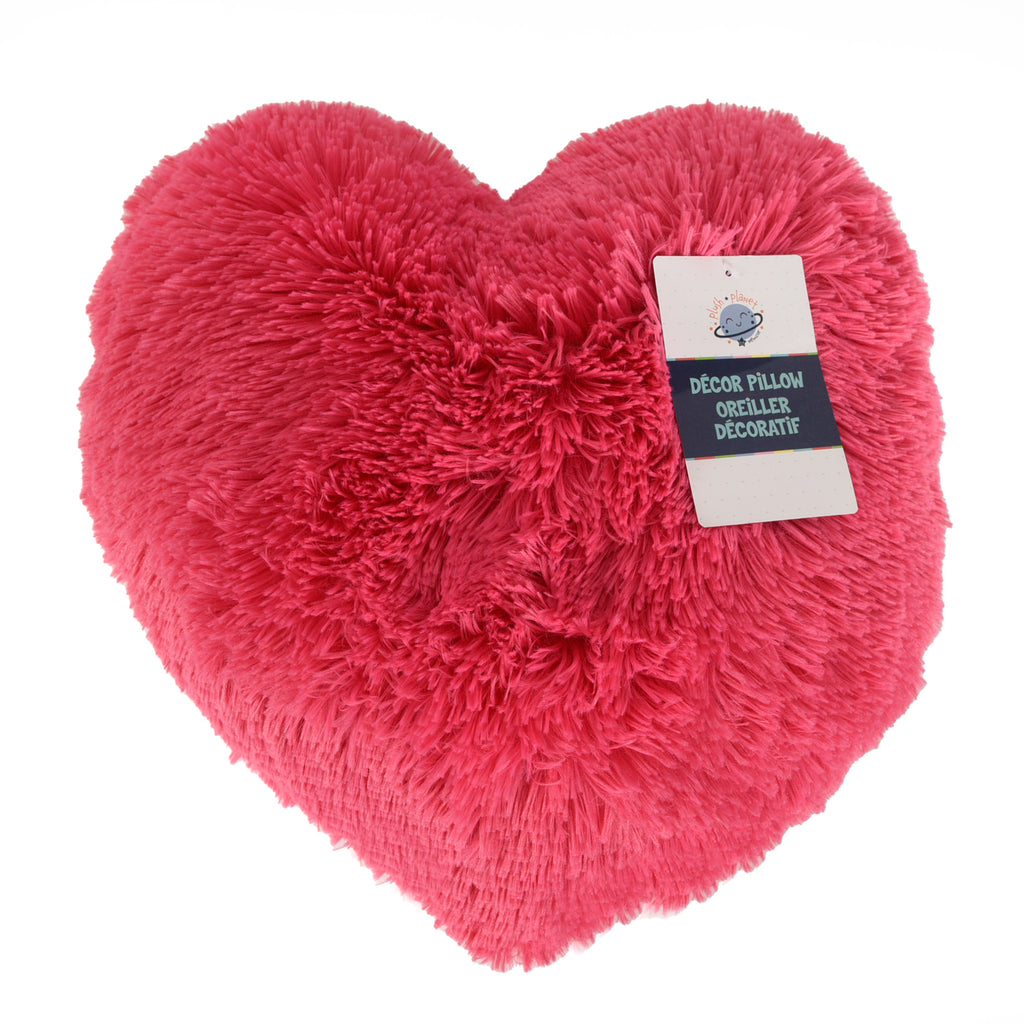 Funky Fur Heart Décor Cushion, Pink packaged
