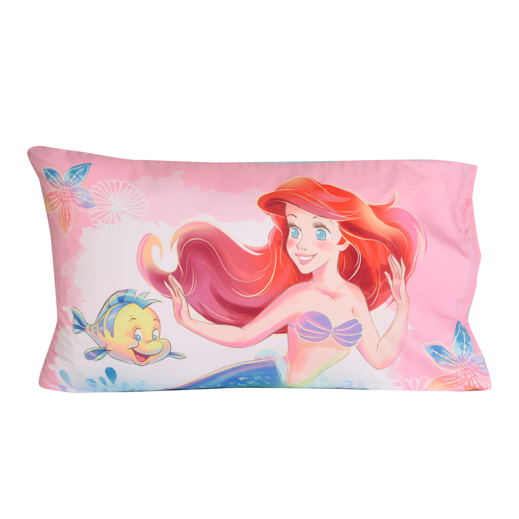 Disney The Little Mermaid 3-Piece Toddler Bedding Set pillowcase front